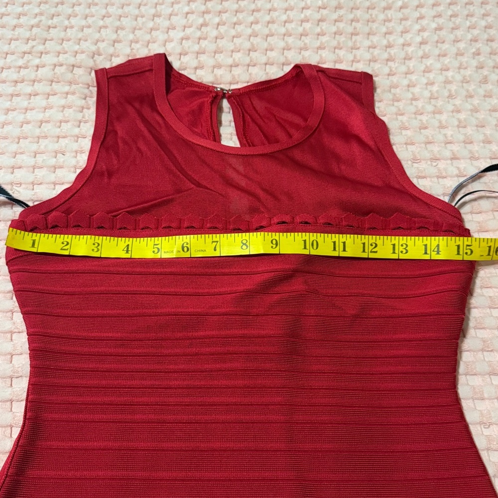 Herve Leger by Max Azria red valentine bodycon dress - Picture 9 of 14